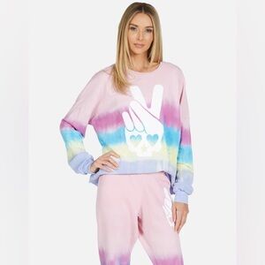 Lauren Moshi Love Skull Peace Sweatshirt - Blue and Yellow